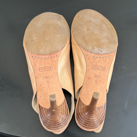 Coach Tan Slingback Heels with Buckle - Picture 9 of 9